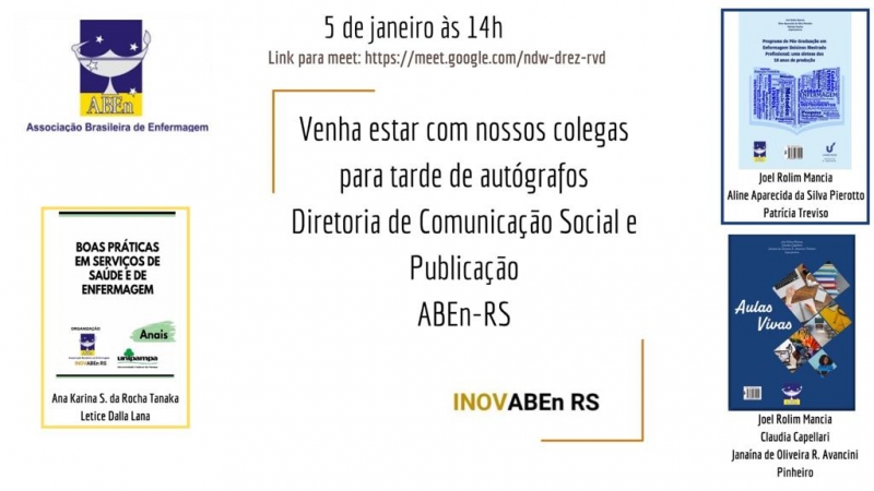 Escola de Saúde Pública (ESP/RS) divulga tarde de autógrafos de livros escritos pela Associação Brasileira de Enfermagem do Rio Grande do Sul (ABEn/RS)