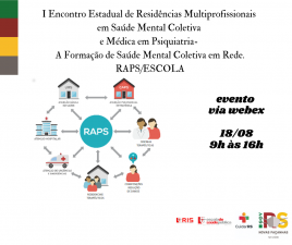 Divulgação do I-Encontro Estadual de Residências Multiprofissionais em Saúde Coletiva e Médica em Psiquiatria- A Formação de Saúde Mental em Rede. RAPS/ESCOLA